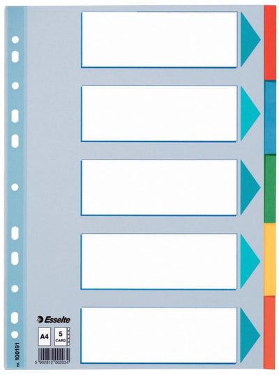 Esselte-Tabs | für ft a4 | aus Pappe | 5 Registerkarten | verschiedene Farben