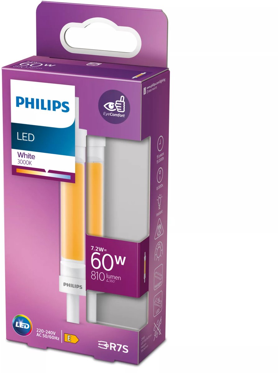 Philips LED-Balkenlampe transparent – 60 W – R7S – weißes Licht
