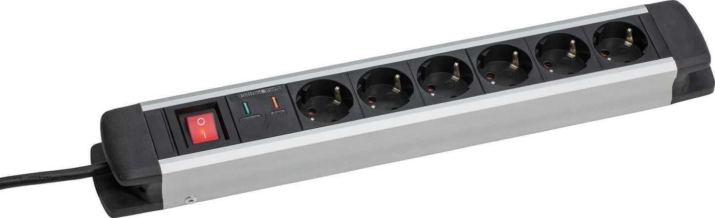 AS-Schwabe Aluminum Socket Strip 6-Fach