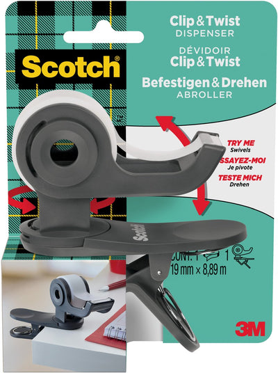 Scotch - Klebebandhalter Clip C19 Dunkelgrau + 1 Rolle Magic E 19mmx8,89m