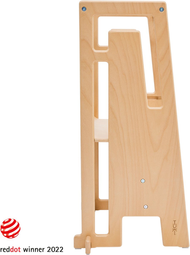 Tuki® Lernturm Natur – Lernturm – Montessori-Lernturm – Lernturm Küchenhelfer – Red Dot Design Award – 100 % Buchenholz – Kindertreppe – Natur