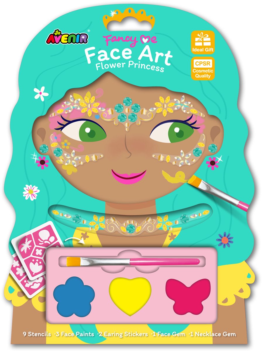 Avenir-Gesichtskunst – Blumenprinzessin – mit Gesichtsbemalung und Aufklebern – kreatives Spielen – ab 3 Jahren