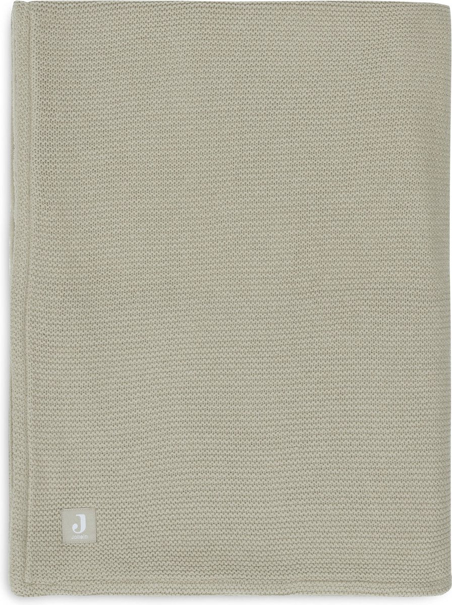 Jollein – Kinderbettdecke 100 x 150 cm, Grundstrick – Babydecke – olivgrünes Fleece