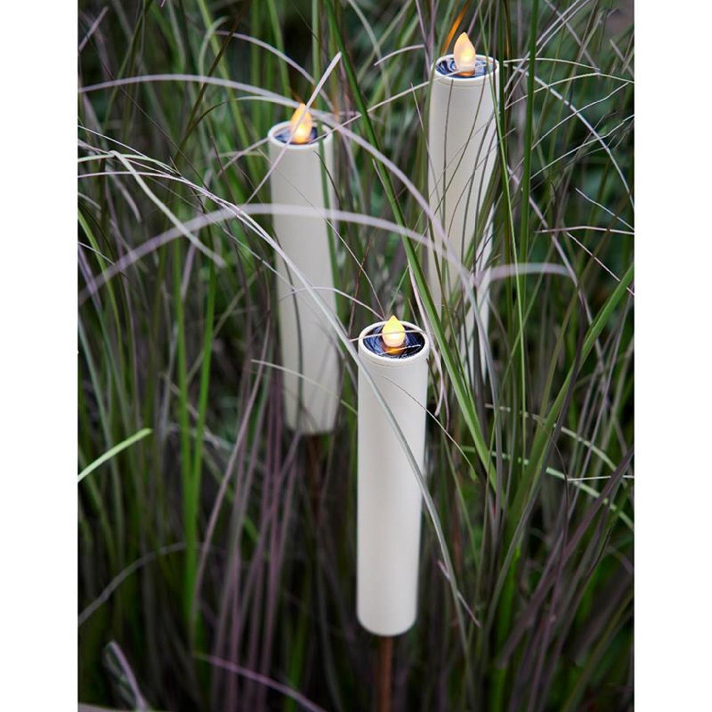 Lumineo LED-Solar-Kerzenfackel ø4-h90cm weiß