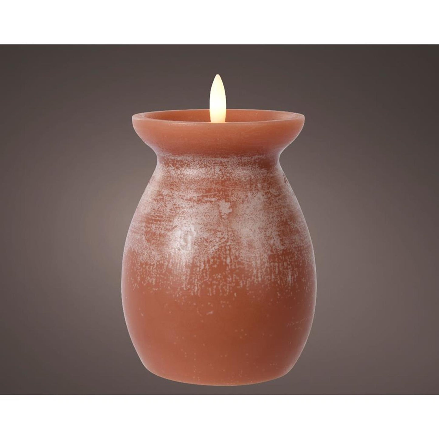 Lumineo Vase mit LED-Kerzenflammeneffekt, H16 cm, Terra