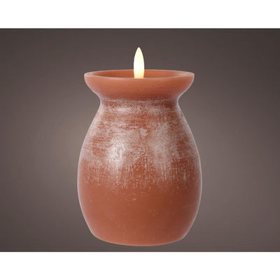 Lumineo Vase mit LED-Kerzenflammeneffekt, H16 cm, Terra