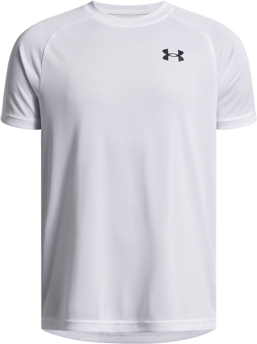 Under Armour UA Tech 2.0 SS-WHT Jungen-Sportshirt – Weiß – Schwarz