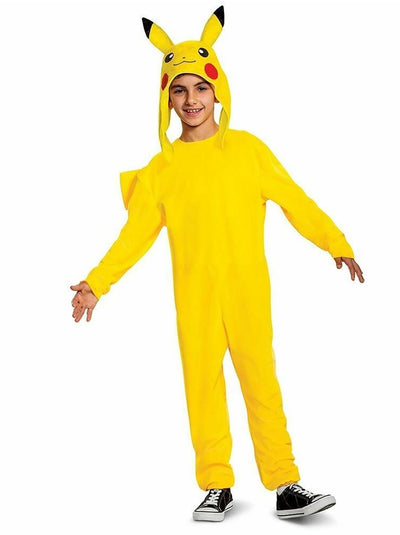 Verkleidung Pokémon, Pikachu Overall mit Kapuze Deluxe, Größe M (7-8 Jahre)