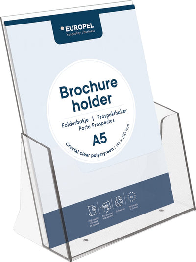Europel Prospektablage – Flyer – A5 – 14,8 x 21 cm – glasklare Präsentation – Messen und Büros