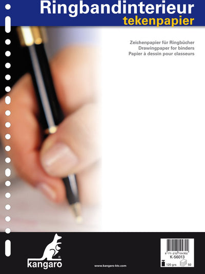 Kangaro-Ringbuch innen – A4 – Zeichenpapier – 120 Gramm – 23 Löcher – 5 Stück – k-56013-5