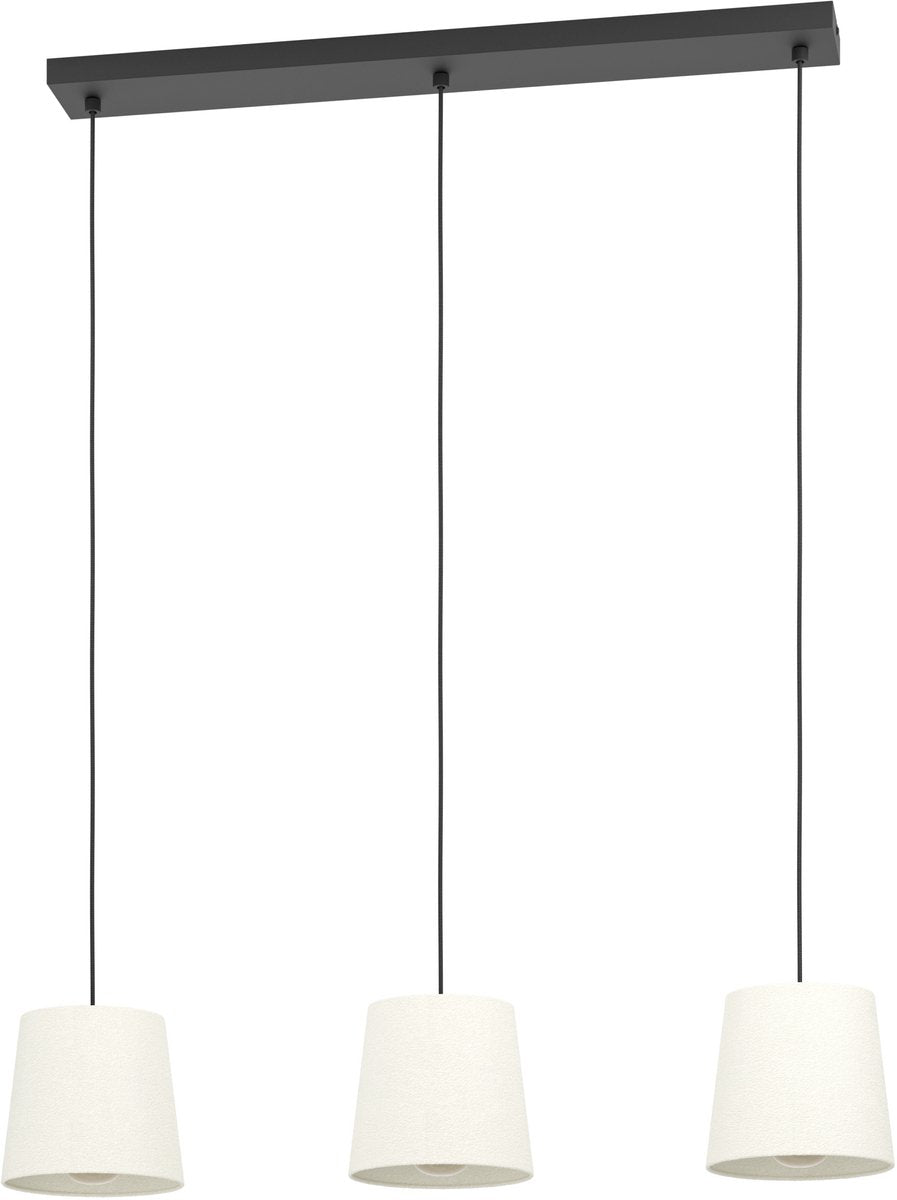 Eglo Febres Hängelampe – E27 – 88 cm – Schwarz und Weiß – Teddystoff
