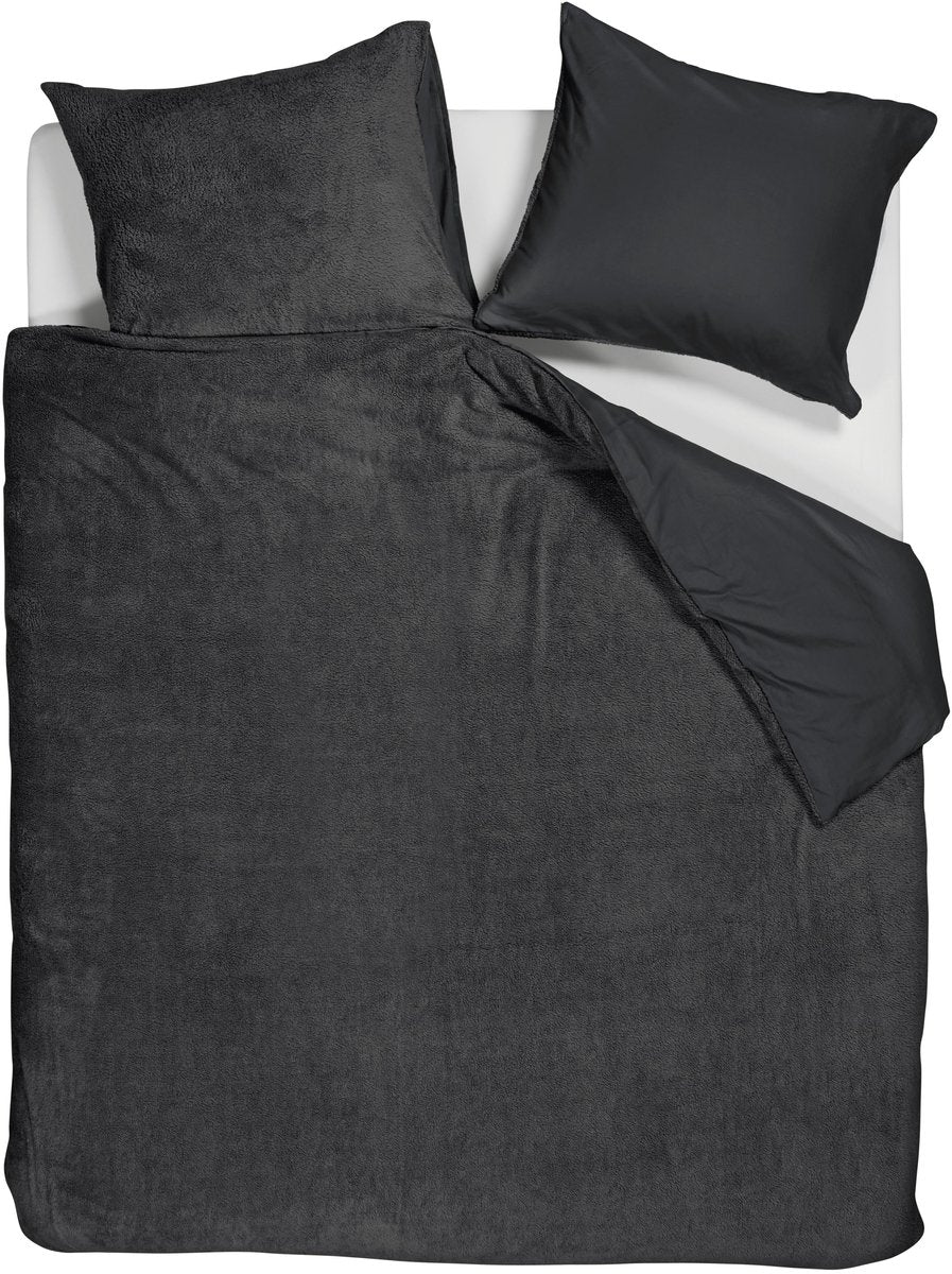 Ambiante Plüsch-Teddy-Bettbezug – Doppelbett – 200 x 200 220 – Anthrazit