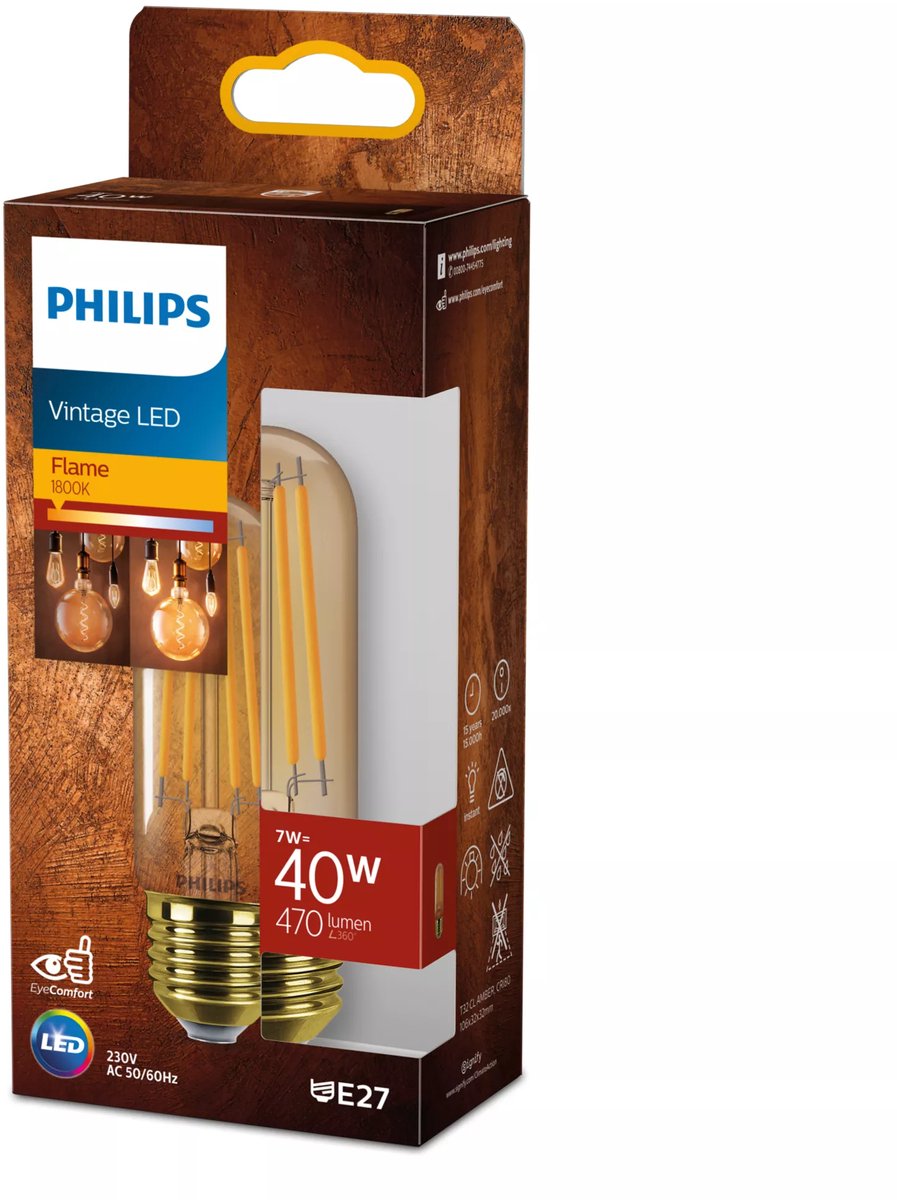 Philips LED Philips Filamentlampe Bernstein 40W T32 E27