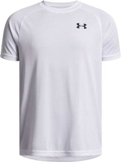 Under Armour UA Tech 2.0 SS-WHT Jungen-Sportshirt – Weiß – Schwarz
