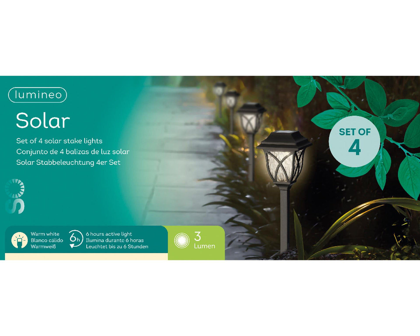 Lumineo Solarlampe h33cm 4er Set
