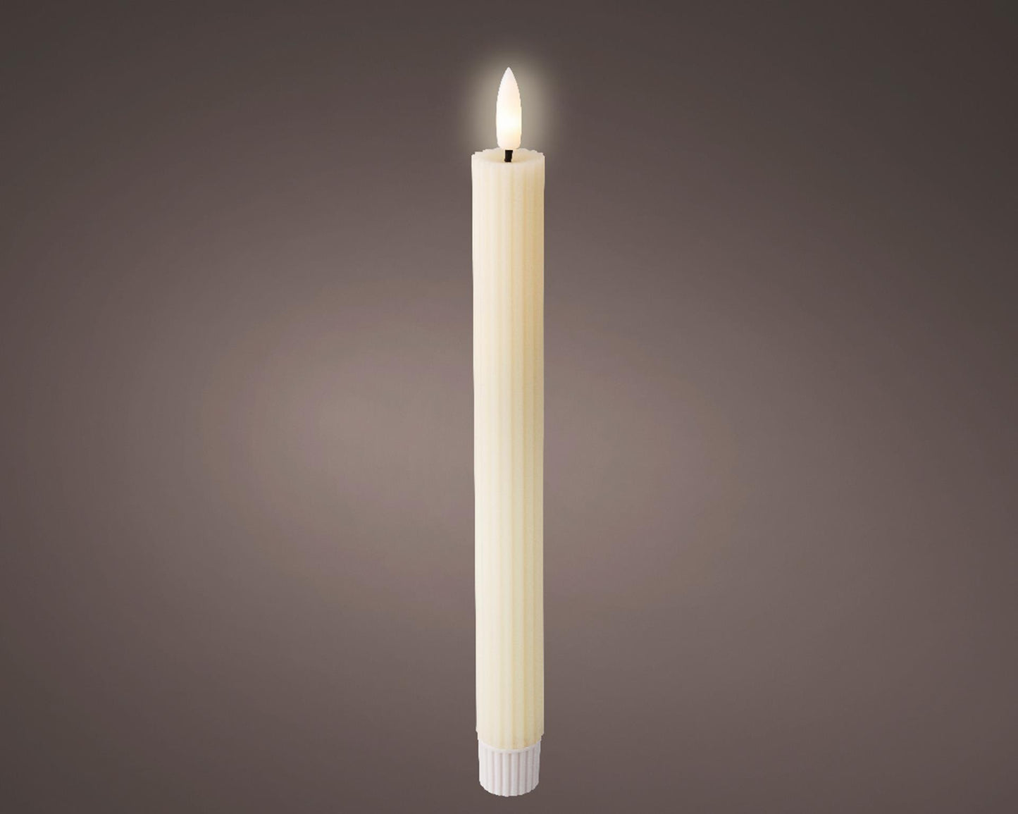 Lumineo Tafelkerze LED gerippt 24cm creme 2 Stk.