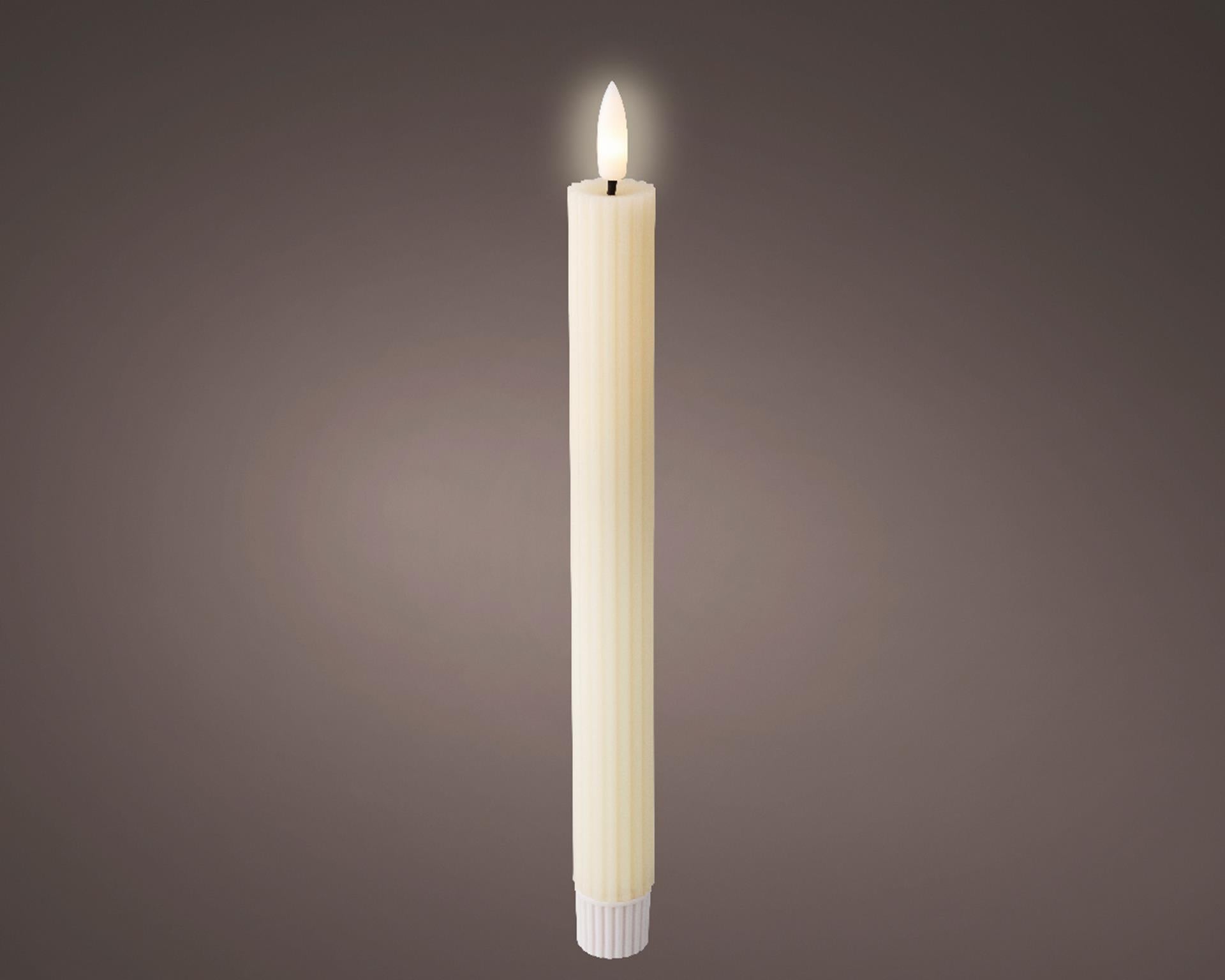 Lumineo Tafelkerze LED gerippt 24cm creme 2 Stk.