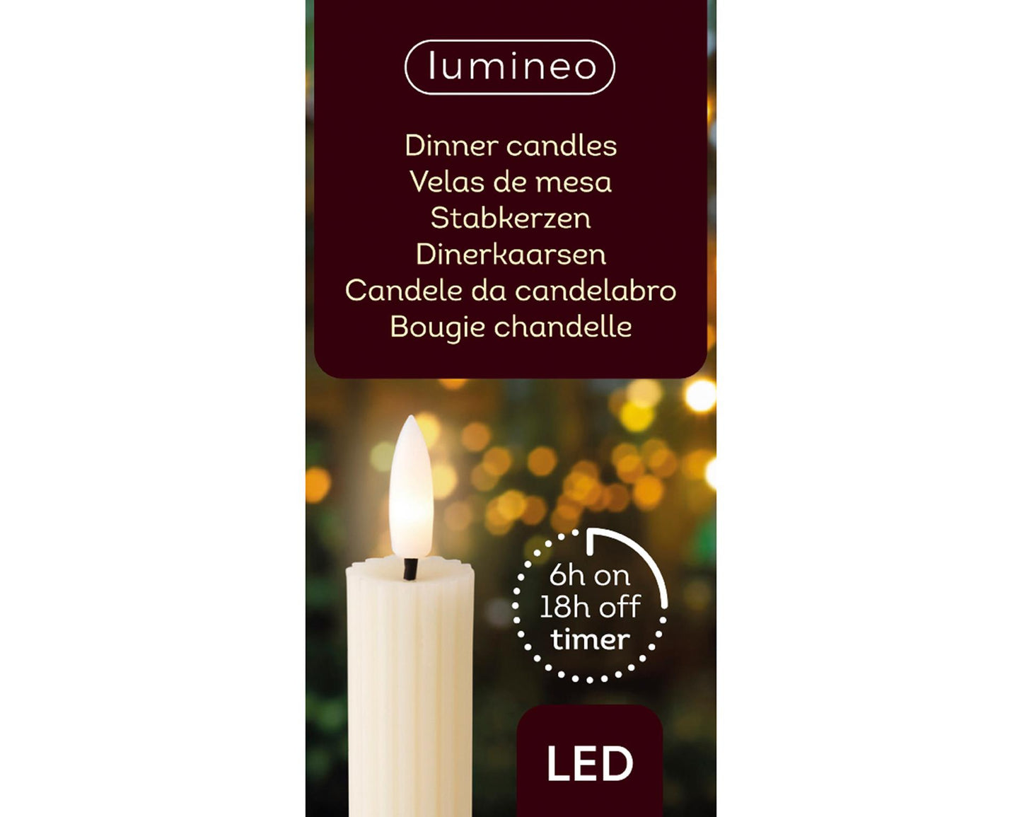 Lumineo Tafelkerze LED gerippt 24cm creme 2 Stk.
