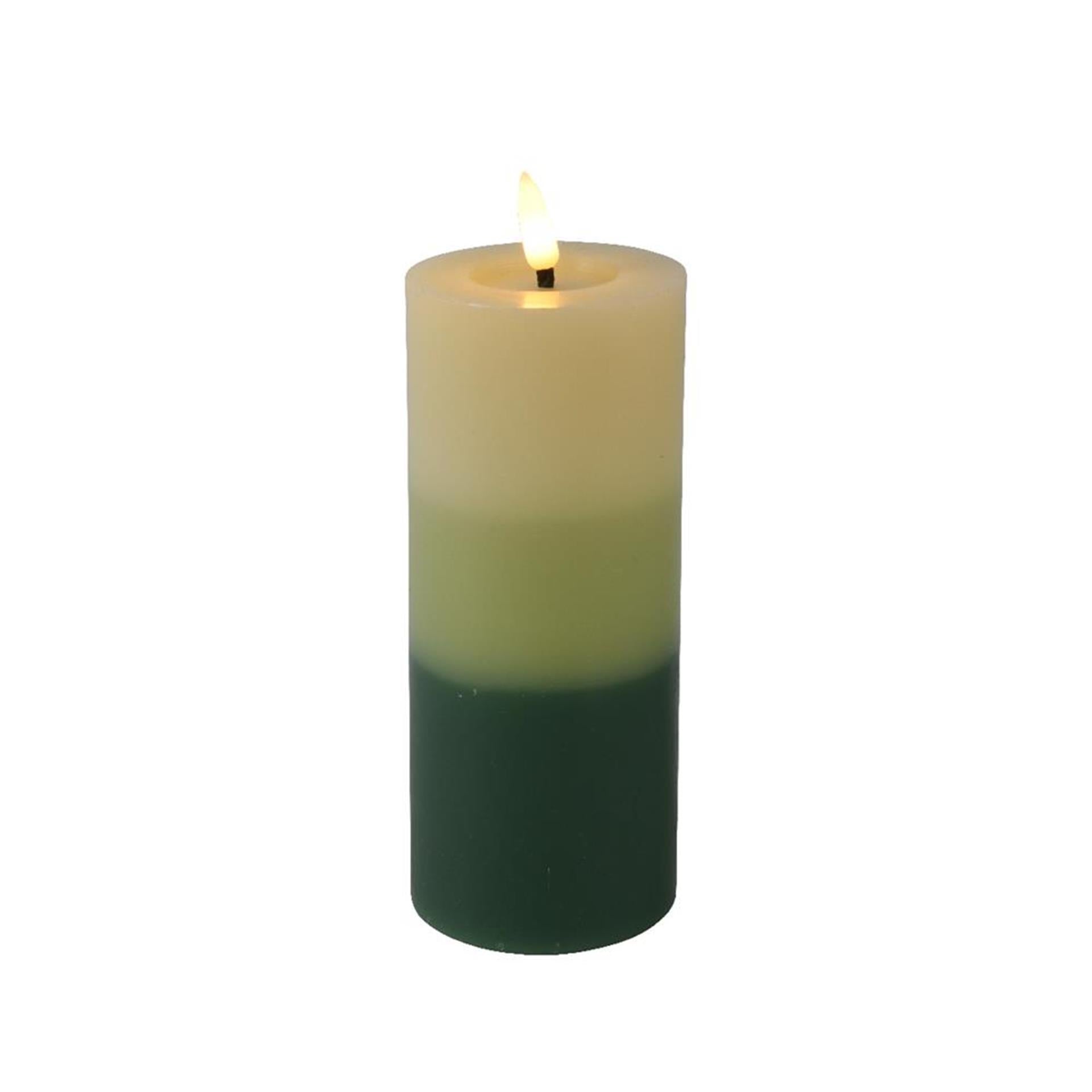 Lumineo LED-Kerze Flammeneffekt Verlauf 15 cm grün