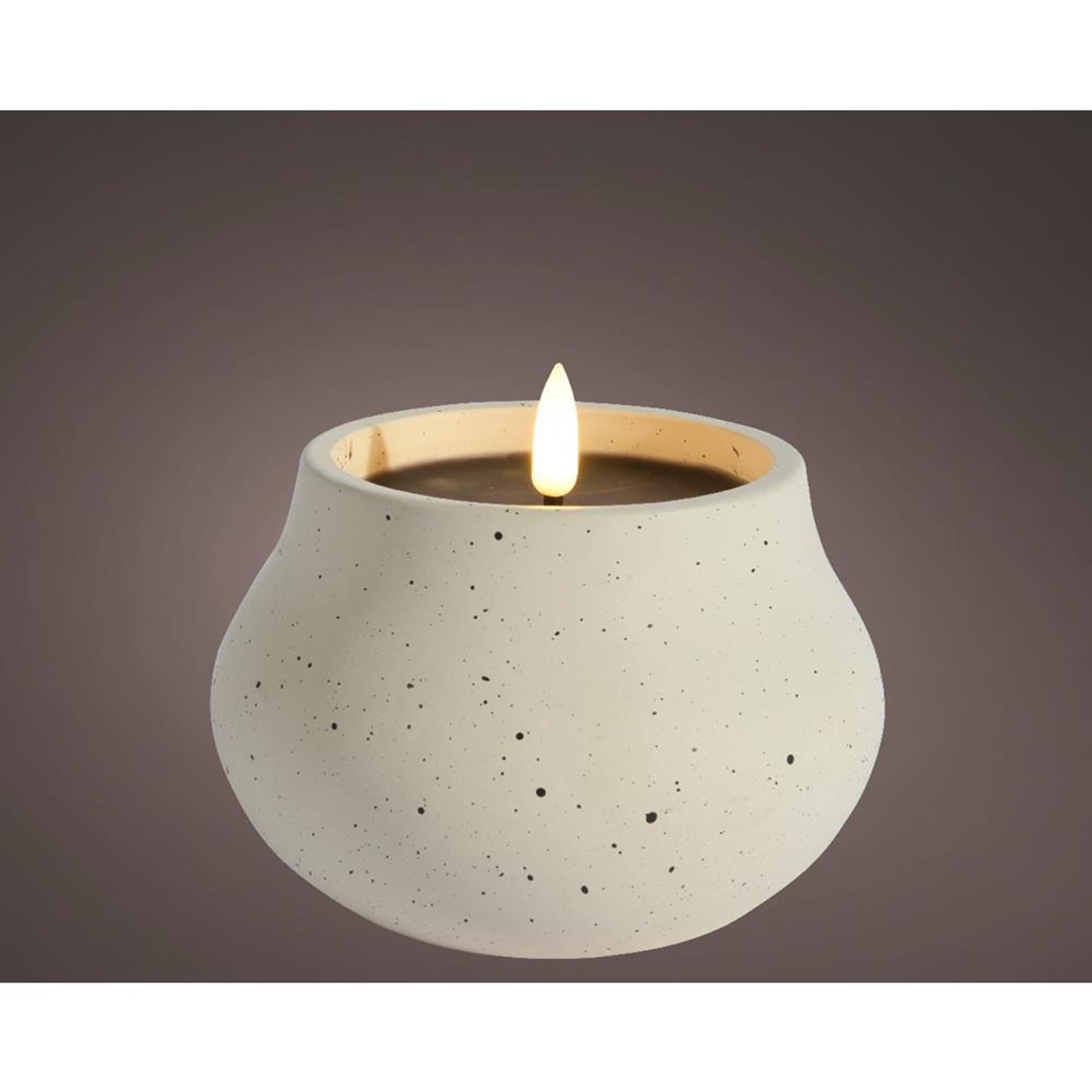 Lumineo LED-Kerze mit Flammeneffekt, Durchmesser 12 cm, Creme