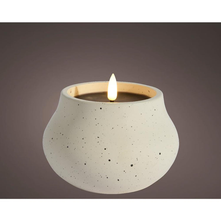 Lumineo LED-Kerze mit Flammeneffekt, Durchmesser 12 cm, Creme