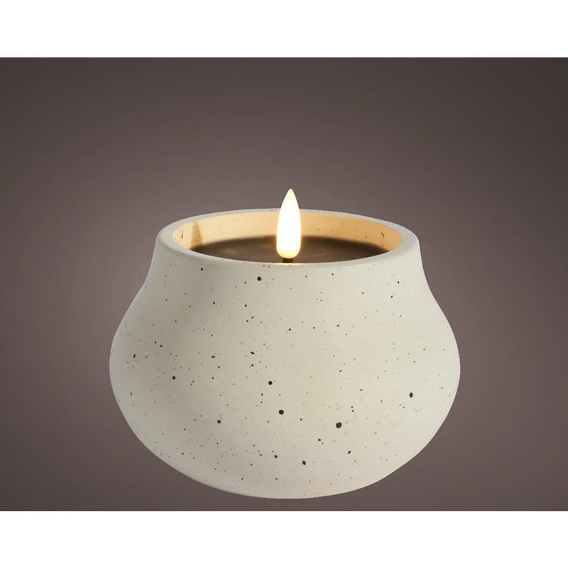 Lumineo LED-Kerze mit Flammeneffekt, Durchmesser 12 cm, Creme
