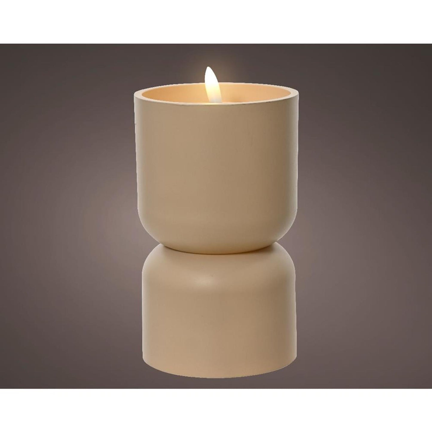 Lumineo LED-Kerze mit Flammeneffekt, Diabolo, 16 cm, Creme