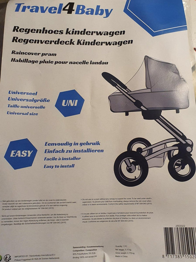 Travel4baby Regenschutz – Kinderwagen mit Verdeck – Einheitsgröße – einfach zu verwenden