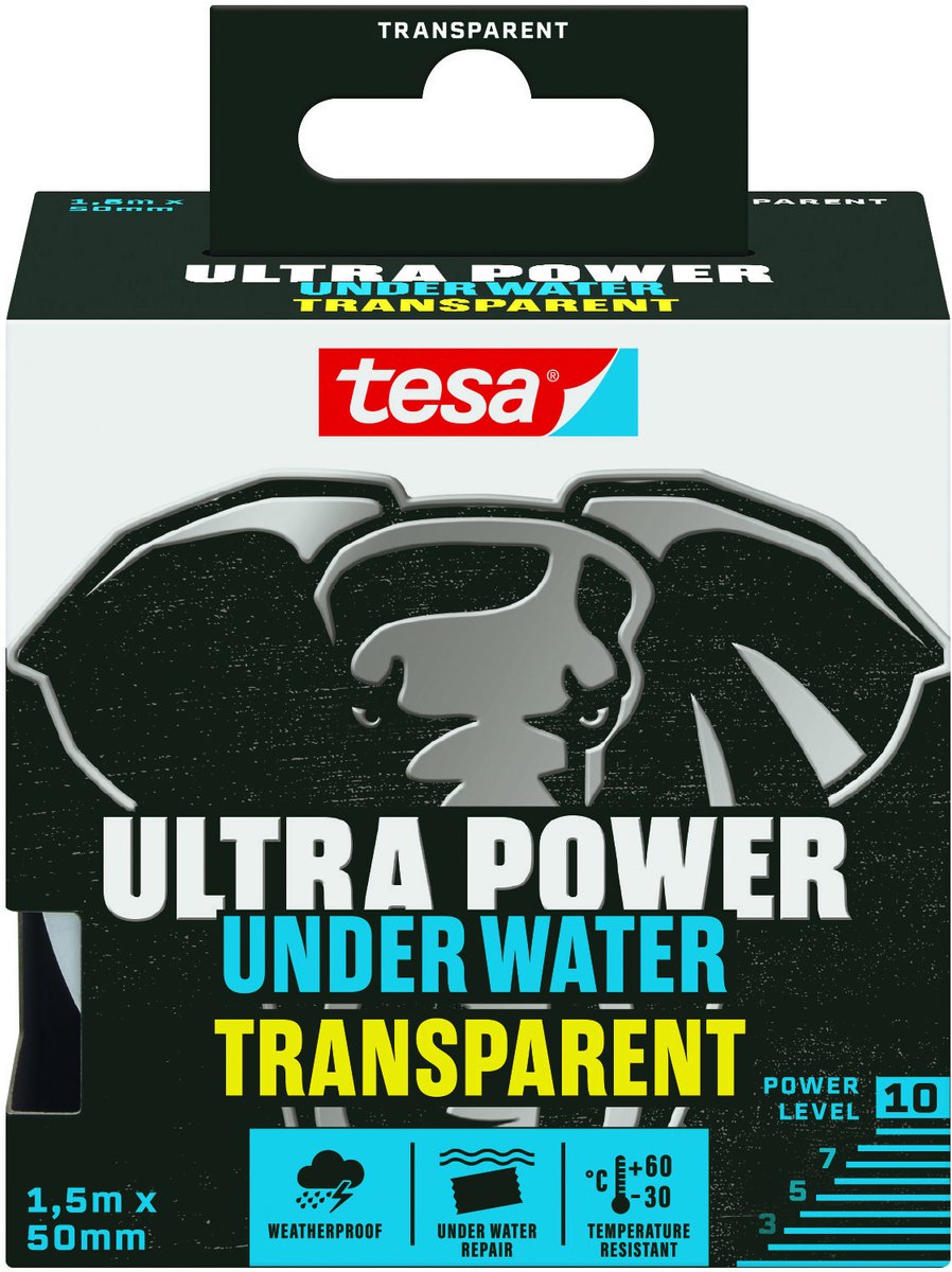 Tesa 1073973 – Ultra Power unter Wasser 1,5 m x 50 mm transparent | 3 Stück