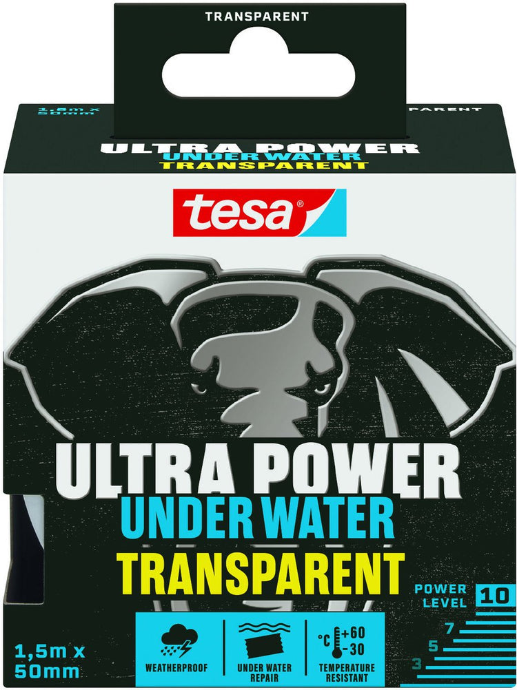 Tesa 1073973 – Ultra Power unter Wasser 1,5 m x 50 mm transparent | 3 Stück