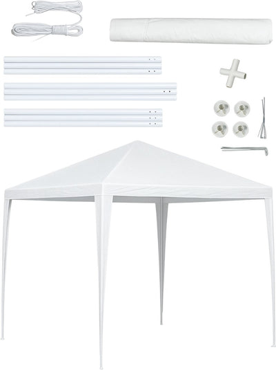 Kinzo Partyzelt 3x3 Meter – wasserdichter Pavillon und Partyzelt für Garten oder Terrasse – Partyzelt inkl. Heringe und Abspannseile – Firsthöhe 2,5 m – Kunststoff – weiß