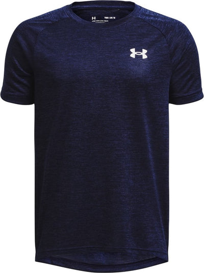 Under Armour Jungen-Sportshirt „UA Tech 2.0 SS-Blu“ – Midnight Navy – Weiß