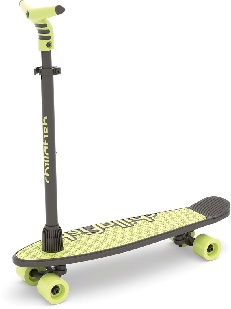 Chillafish Skateboard und Roller 2-in-1 – Kinderroller umwandelbar in ein Skateboard – grün – Jungen und Mädchen ab 3 Jahren – verstellbarer Lenker – Modell skatieskootie 2