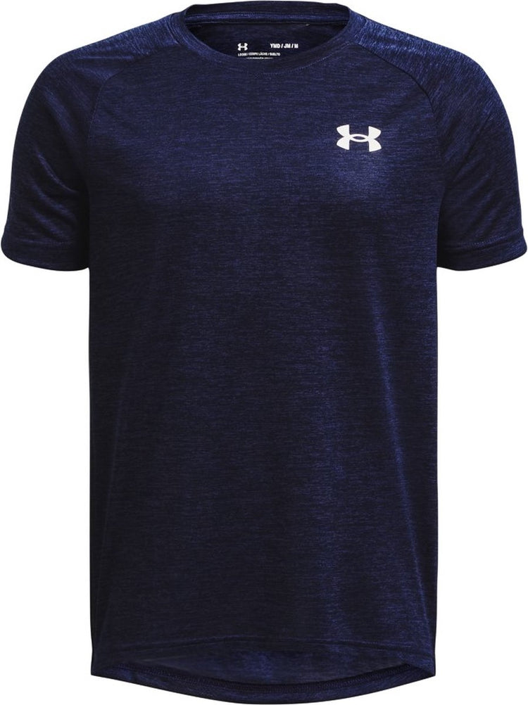 Under Armour Jungen-Sportshirt „UA Tech 2.0 SS-Blu“ – Midnight Navy – Weiß