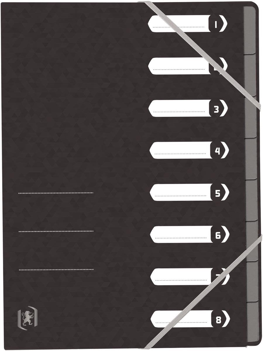 Oxford Top File+ - Sortiermappe - 8 Fächer - Gummiverschluss - Schwarz