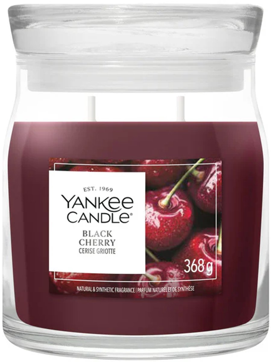 Yankee Candle – mittelgroße Duftkerze „Schwarzkirsche“ – 50 Brennstunden – 2 Dochte