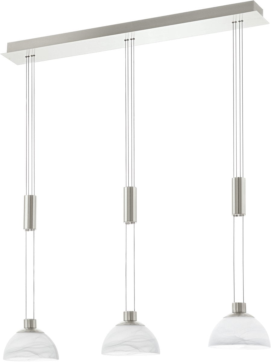Eglo montefio - Hängelampe - 3 Lichter - Nickel matt - Alabasterglas - Weiß