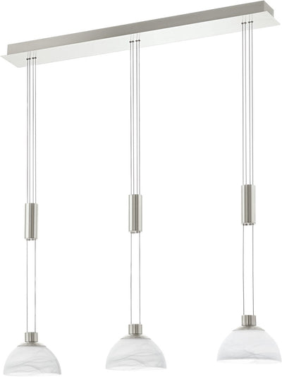 Eglo montefio - Hängelampe - 3 Lichter - Nickel matt - Alabasterglas - Weiß