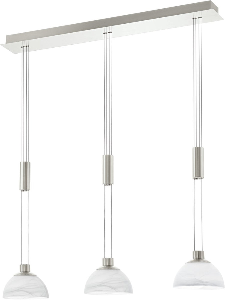 Eglo montefio - Hängelampe - 3 Lichter - Nickel matt - Alabasterglas - Weiß