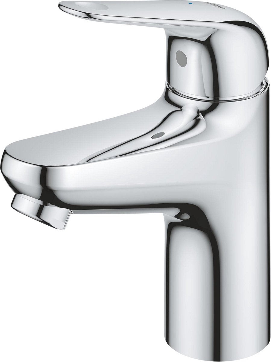 Grohe Swift Waschtischarmatur mit Push-Open-Ablaufgarnitur – Größe S – energie- und wassersparend – Chrom