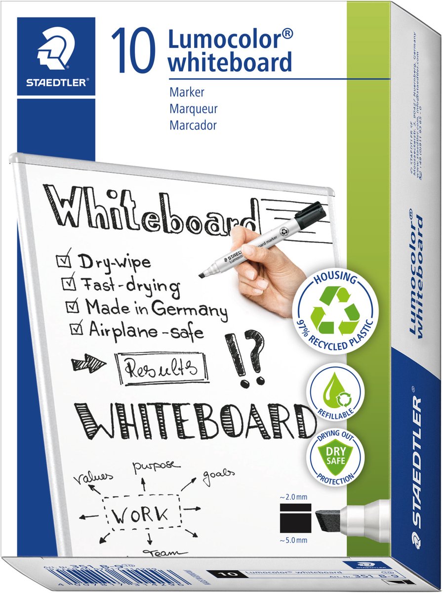 Staedtler - Lumocolor | Whiteboard-Marker | schwarz - Karton mit 10 Stück