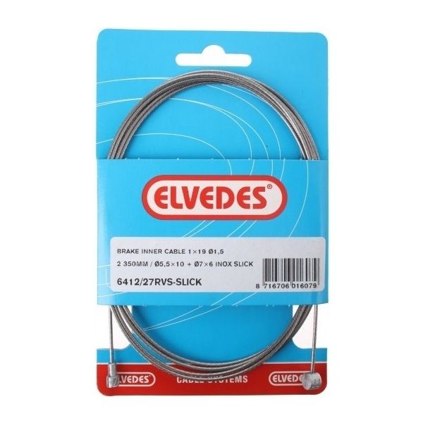 Bremsseilzug Elvedes 2350mm Edelstahl Slick ø1.5mm V-Nippel und T-Nippel (auf Karte)