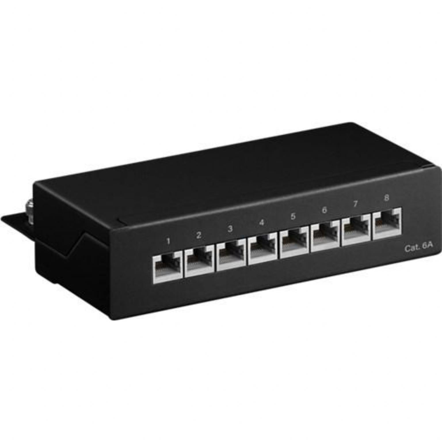 Goobay Cat 6A Mini Desktop Patch Panel, 8 Port