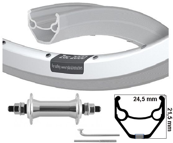 KGS -Vorderrad 28 Zoll (622) ZAC 2000 Silber -Fixe -Achse