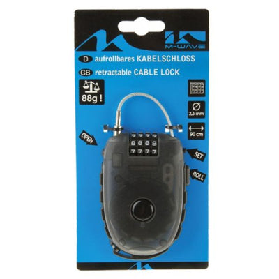 M-Wave Kabelschloss 90 CM - schwarz, Lock 'n' Roll 24.9