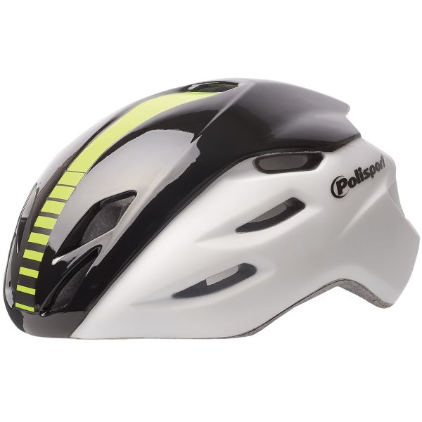 Polisport-Helm Aero Road Matt White Shine Schwarz gelb M 55-58 cm