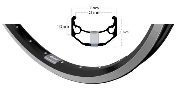 Ryde Velg Bull 26 Zoll (559) Schwarze Bremsrand 36 Löcher 14g
