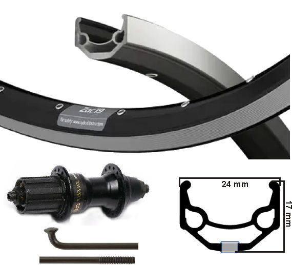 KGS Hinterrad 28 Zoll (622) Rand Schwarz-Silber-Spaak Schwarze Cass 8-9V-Ausfälle
