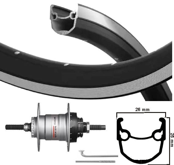KGS Hinterrad 28 Zoll (622) Rim Stratos Schwarz Silber Nexus 3 R.Brake