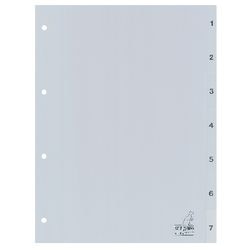 Tabs Kangaro G407C Polypropylen A4 120 Mikron grau 7-teilig 1-7 4-Loch